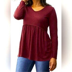 Matilda Jane Just Imagine Alisa Burgundy Top Size Medium
